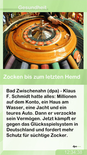 Dazu passender Content Kanal ServiceLine - Gesundheit mit dem Inhalt Lassen Sie sich täglich auf dem ServiceLine-Kanal von der dpa über neueste Erkenntnisse zum Thema Gesundheit informieren. Ca. 80 Artikel monatlich.